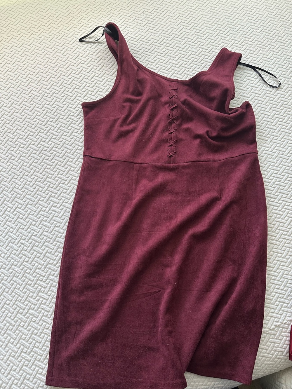 Forever 21 Burgundy Lace-Up Tank Bodycon Dress